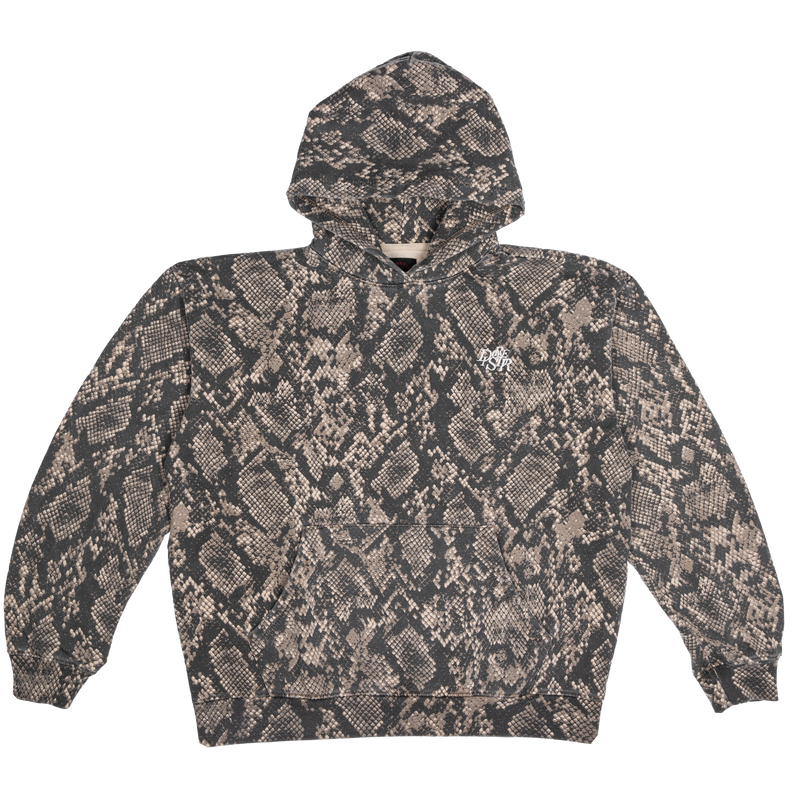 Embroidered "Disfigure" Camo Oversize Pull Over Hoodie